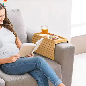 OEM Anti-Slip Bamboo Sofa Armrest Armchaird <strong>Caddy</strong> Table Wholesales Couch <strong>Arm</strong> Tray with Detachable Couch Cup Holder for Drinks - Product Image 1