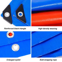 Bâche en PE tissée HDPE imperméable avec revêtement LDPE 180 g/m² 3x4m 4x5m 10x8m Bleu Orange pour extérieur