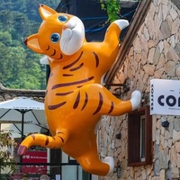 Statue d'animal en résine de fibre de verre personnalisable, grand format, durable, pour signalisation de magasin géant, point de repère de centre commercial, sculptures de chat de grande taille