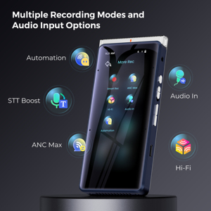 เครื่องบันทึกเสียง Android 12 Innioasis R2 AI ความจุ 64GB ได้รับการรับรอง GMS รองรับการแปลออฟไลน์ บันทึกเสียงได้หลากหลายสถานการณ์ บันทึกเสียงแบบ WAV ไมโครโฟน 5 ตัว - Product Image 4