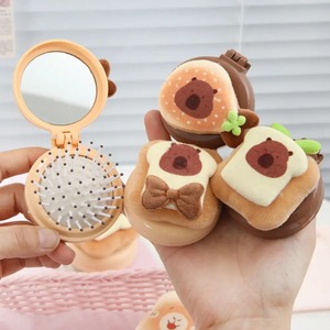 Mini cepillo de pelo plegable portátil de viaje con espejo para mujer, diseño ligero de plástico de doble pliegue para uso en exteriores, lavable a mano - Product Image 2