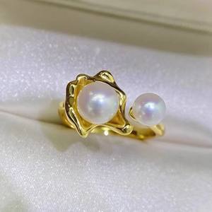 Porte-bague en argent S925 10563DIY vide, accessoire de bijouterie avec perle ronde de 10 à 13 mm pour femmes - Product Image 4