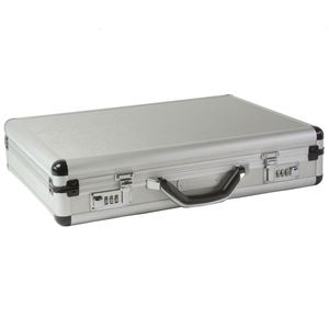 Maletín de Aluminio Metálico Plateado Pequeño y Resistente para Transporte y Almacenamiento Personalizado de Laptops, con Candado de Combinación - Product Image 4