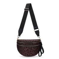 Nouveau sac bandoulière imprimé léopard avec large sangle, sac à bandoulière, sac banane grande capacité, sac banane élégant avec chaîne en acrylique