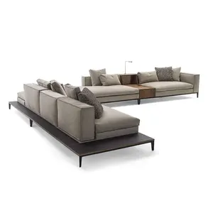 New Beautiful High Legs Modern L Shaped Sectional Sofa Set With Storage Function of Shelf Living Room Designs