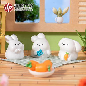 Figurines de lapins miniatures en résine Dp Craft, décorations d'animaux mignons, accessoires de bureau pour enfants et adultes - Product Image 4