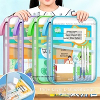 Carpeta de Archivo en Forma de L con Malla, Bolsa de Clasificación por Materias para Estudiantes de Secundaria/Preparatoria, Bolsa de Almacenamiento para Organización de Materias