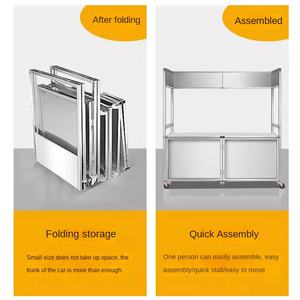 नए स्टेनलेस स्टील फोल्डेबल फूड कार्ट आउटडोर/बाजार स्टालों में वेंडिंग कार्ट पोर्टेबल उपयोगिता ट्रॉली भारी शुल्क प्रदर्शित करता है - Product Image 5