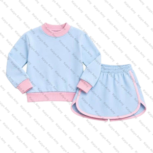 Set coordinato gonna e felpa girocollo patchwork personalizzabile per bambine in French Terry, collezione Autunno Inverno 2026 - Vendita all'ingrosso - Product Image 5