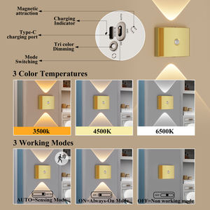 مصابيح حائط مغناطيسية لاسلكية حديثة نوردية قابلة لإعادة الشحن Usb ديكور منزلي ذكي إبداعي بجانب السرير - Product Image 5