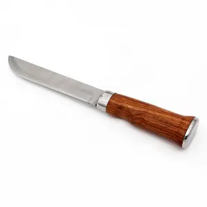 Personalized Rosewood Handle Fixed Blade Hunting Knife With Genuine Leather Sheath