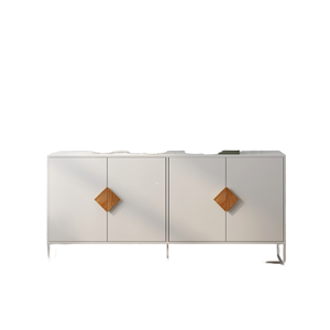 Solid Wood Modern Square Handle Design 4-Door Double Storage <b>Sideboard</b> for Dining & Living Room - Product Image 3