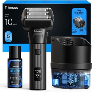 Rasoir <span class=keywords><strong>électrique</strong></span> pour hommes - Kit rasoir à grille Trimcoo à 5 lames |   Doux pour les peaux sensibles |   Centre de toilettage autonettoyant, cadeau idéal pour les soins de beauté - Product Image 1