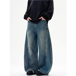 جينز فضفاض للرجال بتصميم كلاسيكي قديم، جينز هيب هوب للرجال بأسلوب الشارع القديم، جينز واسع الساق للرجال - Product Image 1