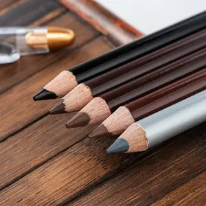 Lápis de sobrancelha, lápis de cor fácil com afiador de lápis, sobrancelhas, café escuro