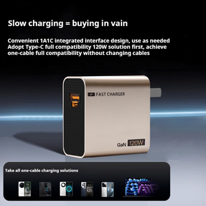 เครื่องชาร์จ GAN A + C ขนาด120วัตต์สำหรับ Huawei Honor/Vivo/Oppo/Xiaomi Black <span class=keywords><strong>Shark</strong></span> Samsung Apple แล็ปท็อป6A ระบบชาร์จเร็วสุดๆ - Product Image 2