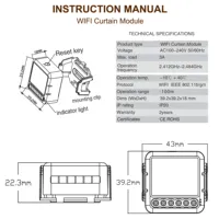 Tuya Smart Wifi Rideau Module 1/2 Gang Blind Switch Compatible avec Alexa et Google Home pour Volet Roulant Moteur Électrique