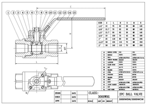 3000 WCW <span class=keywords><strong>WSW</strong></span> serie 3000PSI 3000WOG 3600PSI 3600WOG ASTM A216 WCB CF8M 2PC válvula de bola - Product Image 2