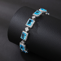 Bracelet tennis en cuivre incrusté de zircon 5A pour femme, bijoux avec pierres géométriques en CZ, accessoire de mode pour robe de soirée