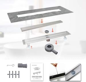 Drain de <span class=keywords><strong>douche</strong></span> linéaire en acier inoxydable 304 60cm <span class=keywords><strong>pour</strong></span> pièce humide-Conception d'insertion de carrelage et grille antidérapante - Product Image 3