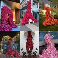 Kunstzijde Rozen Bloemen Waterval Bloemenwand Populaire Fotoachtergrond Bruiloft Bloemen Decoraties Feest Studio Decor