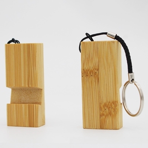 Mini llaveros de bambú promocionales personalizados, llavero con soporte para teléfono de escritorio, logotipo personalizado a granel - Product Image 1