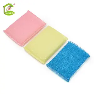 kitchen cleaning wire net steel scourer / double side scour metal sponge scrubber for iron pan pot