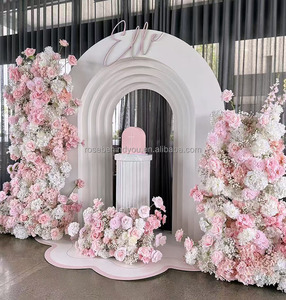 Matrimonio rosa rosa rosa fiori di ortensie di seta artificiale Set fila ad arco floreale per matrimonio compleanno sfondo decorazione - Product Image 5