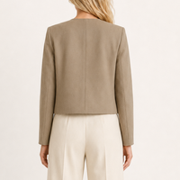 Blazer de bureau pour femmes, veste courte sans col, vêtements pour femmes, fabricant en gros sur mesure