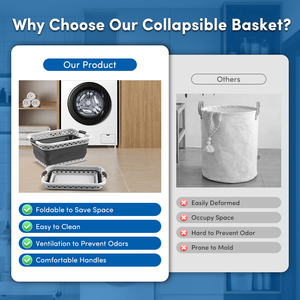 45L Household Plastic + TPR Folding Laundry <b>Basket</b> for Convenient Storage Dirty Clothes Toys SM030104 SM030104 SM030104 SM030104 - Product Image 2