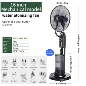 16-Inch AC Motor Portable Pedestal Stand Fan With <b>Light</b> Powered Mobile Vertical Spray for Outdoor Household Use Strong Wind Deli - Product Image 2
