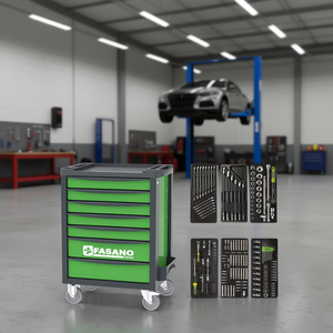 Ensemble d'outils professionnels Fasano Tools 100V/AS183 avec chariot à roulettes et plusieurs kits d'outils pour la réparation de véhicules - Product Image 3