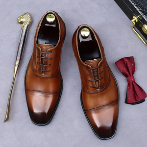 ASTON m.jazz Top-GRAIN รองเท้าหนังผู้ชายฤดูใบไม้ผลิ/ฤดูร้อนระบายอากาศน้ำหนักเบากันลื่นนิ้วเท้าชุดธุรกิจอ๊อกซฟอร์ดแบบผูกเชือก - Product Image 1