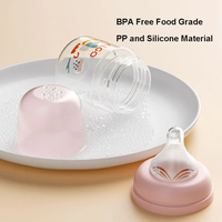 ALGO Ensemble cadeau pour nouveau-né de 6 pièces sans BPA, motif de dessin animé, conteneur pour lait en poudre pour bébé, sucette, ensemble de biberons pour 0-12 mois
