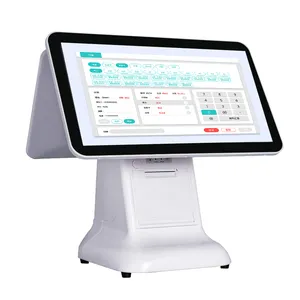 Doppelbildschirm-Monitor beliebt Supermarkt 15,6-Zoll-LCD-Touchscreen Windows-POS-System mit Thermodrucker und 2D