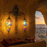 Lampe murale à double globe en verre mosaïque marocaine turque faite à la main à Marrakech