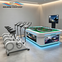 Bicicleta de Fitness Interactiva S.Q.F de 4 Estaciones con Pantalla LED y Puntuación, Bicicleta de Spinning con Respuesta a la Pista, para Gimnasios Comerciales/Arcades