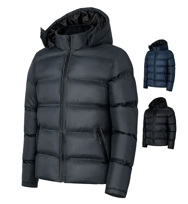 OEM Custom Design 2022 Hooded Heated Jacket Puff Padded Coat Men's Bubble Winter Black Custom Men Puffer Jacket