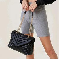 Sac à main matelassé en cuir véritable pour femme, avec bandoulière chaîne réglable, sac à bandoulière en polyester pleine fleur, OEM/ODM