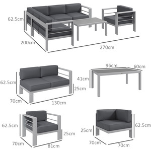 Hiện Đại L-Hình Dạng Trắng Nhôm Modular Phòng Chờ Sofa Giá Rẻ Ngoài Trời Sân Vườn Bộ Cắt Công Viên Sân Căn Hộ Gỗ - Product Image 6