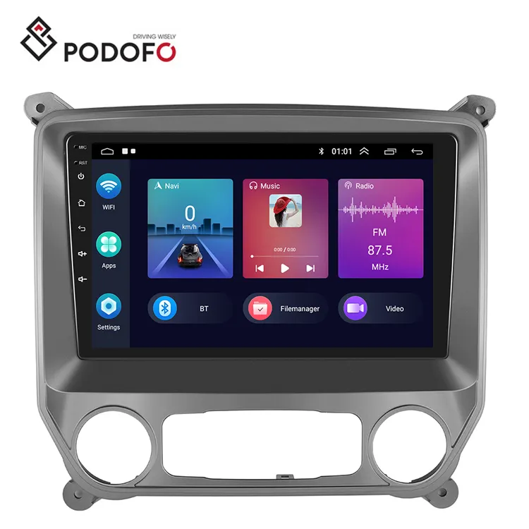 Podofo 2 Din 10.1'' Android Car Stereo 1+32/2+64G For Chevrolet Silverado 2014-2018 Carplay Android Auto Car Radio WIFI GPS BT