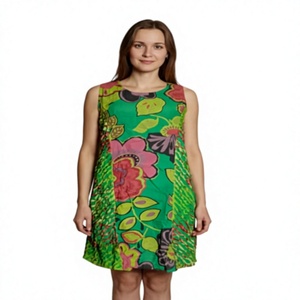 Women's Boho Elegant <b>Party</b> Dress 100% Cotton High Quality Floral Digital Print Plus Size Sleeveless Zipper Lace Button - Product Image 1