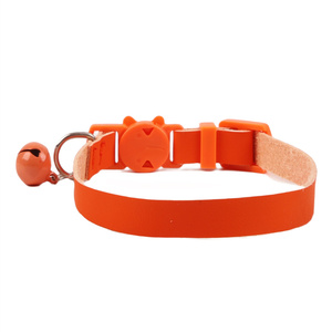 Aksesori hewan peliharaan terbaru sabuk kerah kucing polos desainer grosir hewan peliharaan kulit PU dengan bel - Product Image 5