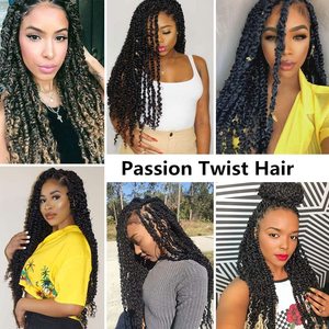 Pasión giro crochet pelo trenza crochet pelo onda de agua pasión giro ondulado trenzado pelo sintético pasión giro para desgastado - Product Image 6