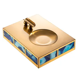 Cenicero de latón para el hogar, mesa de centro de estilo europeo, Cenicero dorado personalizado para hotel, modelo exclusivo