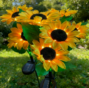 Lampe solaire décorative LED en forme de tournesol artificiel pour jardin, clôture, pelouse, cour et aménagement paysager - Product Image 1