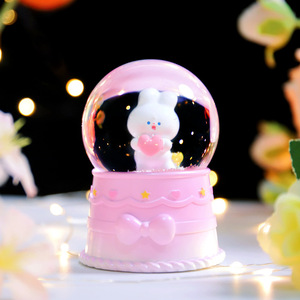 Adornos creativos y lindos con forma de conejo, mini bolas de cristal, adornos de escritorio para niños, luces nocturnas, artesanía al por mayor - Product Image 2