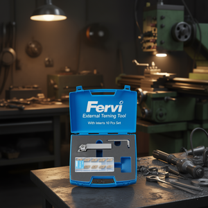 Outil de tournage externe Fervi avec inserts, ensemble de 10 pièces pour l'usinage des métaux - Product Image 3