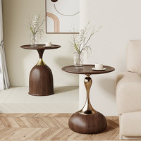 Table d'appoint de style vintage couleur noyer, petite table, table basse, meuble d'appoint pour canapé, table ronde, table d'angle pour salon
