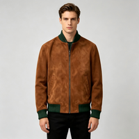 Blouson Bomber Homme Léger Marron en Faux Daim Style Vintage Tendance Urbaine Hiver Décontracté Veste d'extérieur en Daim